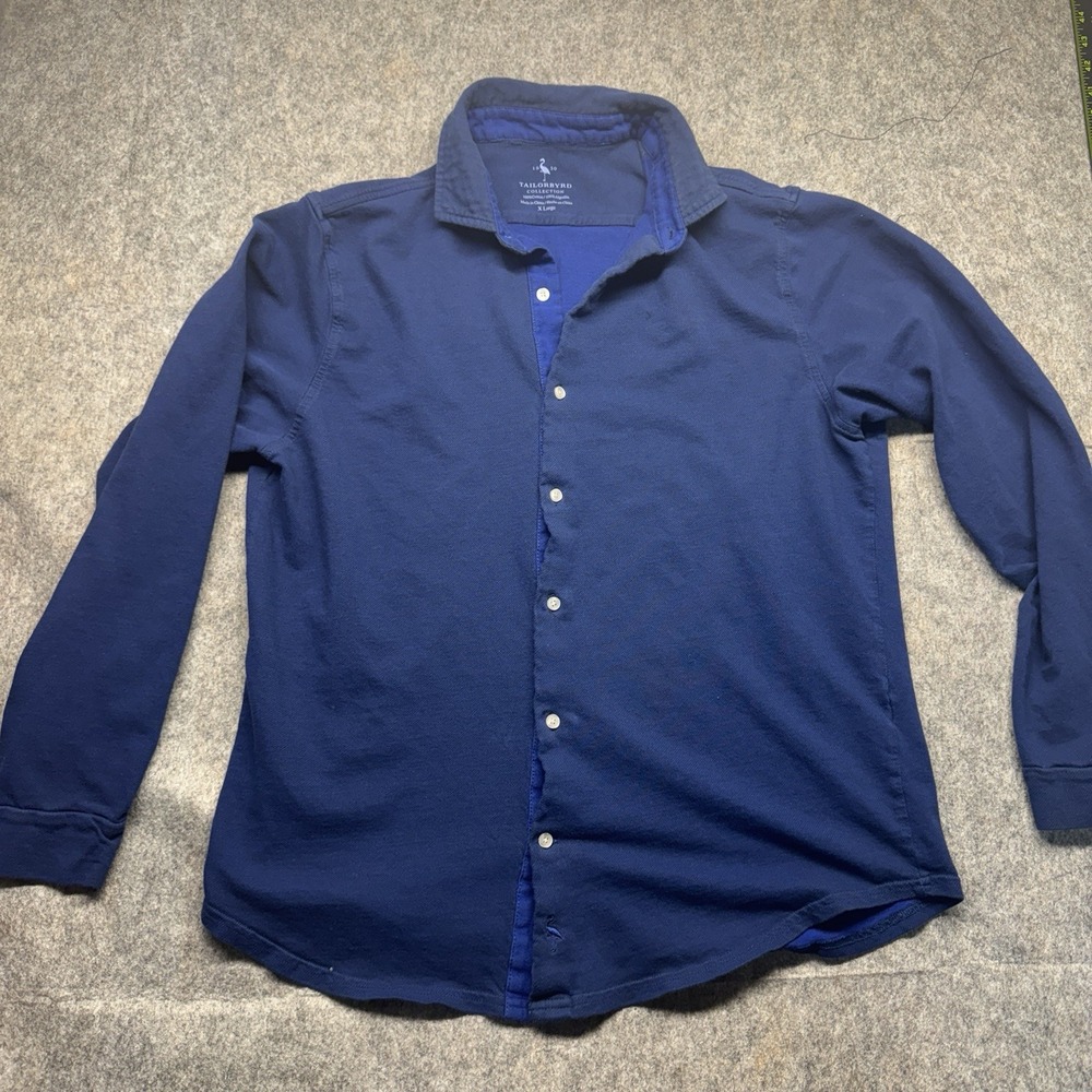 Tailorbyrd Collection Button Up Shirt Mens Size XL Long Sleeve Blue 100% Cotton